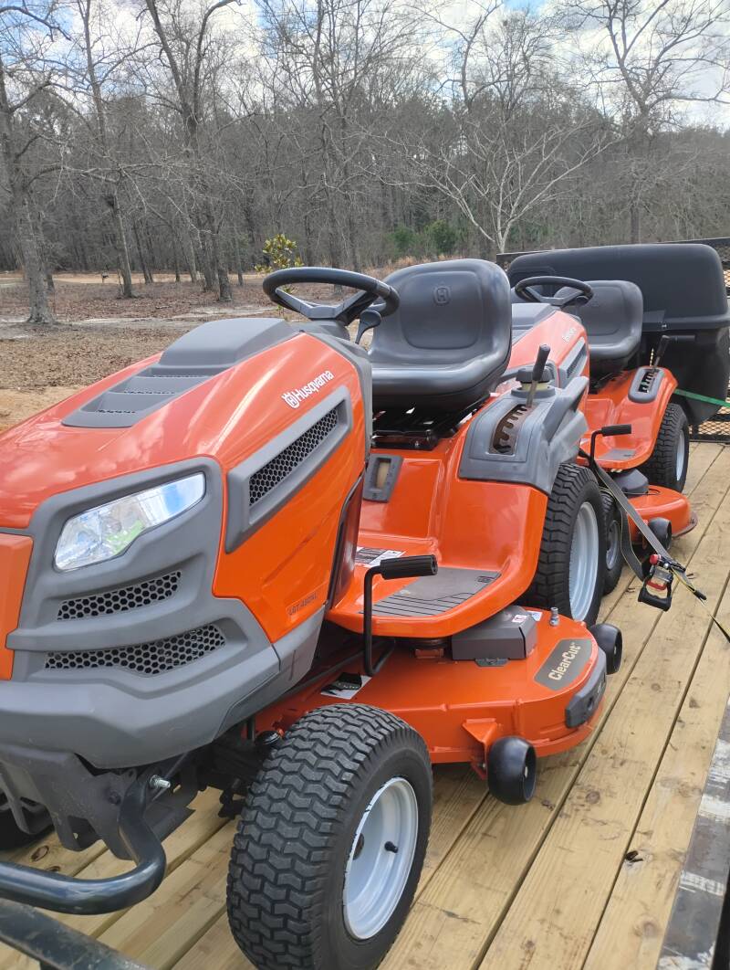 Husqvarna riding mowers ready for service